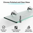 thumbnail image 4 of Woindo Bathroom Glass Shelf with Railing, Floating Tempered Glass Bathroom Wall Shelf Rectangle 16 Inch Shelves Chrome Polished Bracket Mount Modern, 4 of 11
