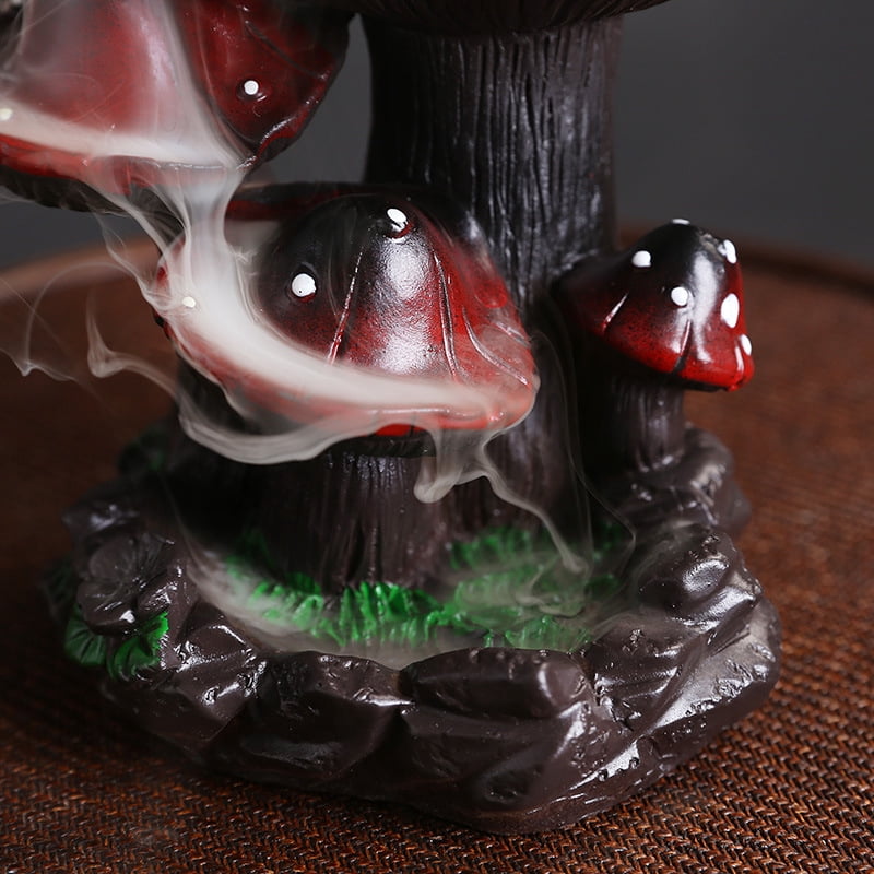 Mushroom Backflow Incense Holder – Ceramic Incense Tube Incense Holder Waterfall Incense Burner and Waterfall Fountain | Unique smoke waterfall effect to help you relax and meditate