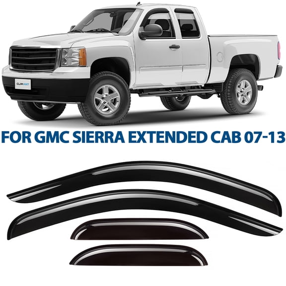 CLIM ART Incredibly Durable Rain Guards for GMC Sierra 2007-2013 Extended Cab, Tape-on Window Deflectors, Vent Deflector,Vent Window Visors,Truck Accessories,4pcs- 407458