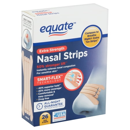 Equate Extra Strength Tan Nasal Strips, 26 Count (Best Nasal Strips For Snoring)