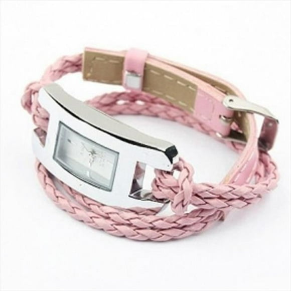 Best Desu 17325 Handmade Leather Bracelet Watch, Pink