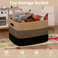 thumbnail image 3 of 118L Extra Large Blanket Basket, Rectangle Woven Cotton Rope Storage Basket,Used for storing Dirty Clothes, Stuffed Animal Toy Storage for Living Room,Kids Room,25" x 17" x 16", Brown Black, 3 of 14