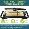 thumbnail image 2 of Butter Dish with Lid and Knife ，BPA-Free Plastic Butter Container for Countertop , and Freezer Safe - Perfect for East and West Coast Butter-Black Color, 2 of 7
