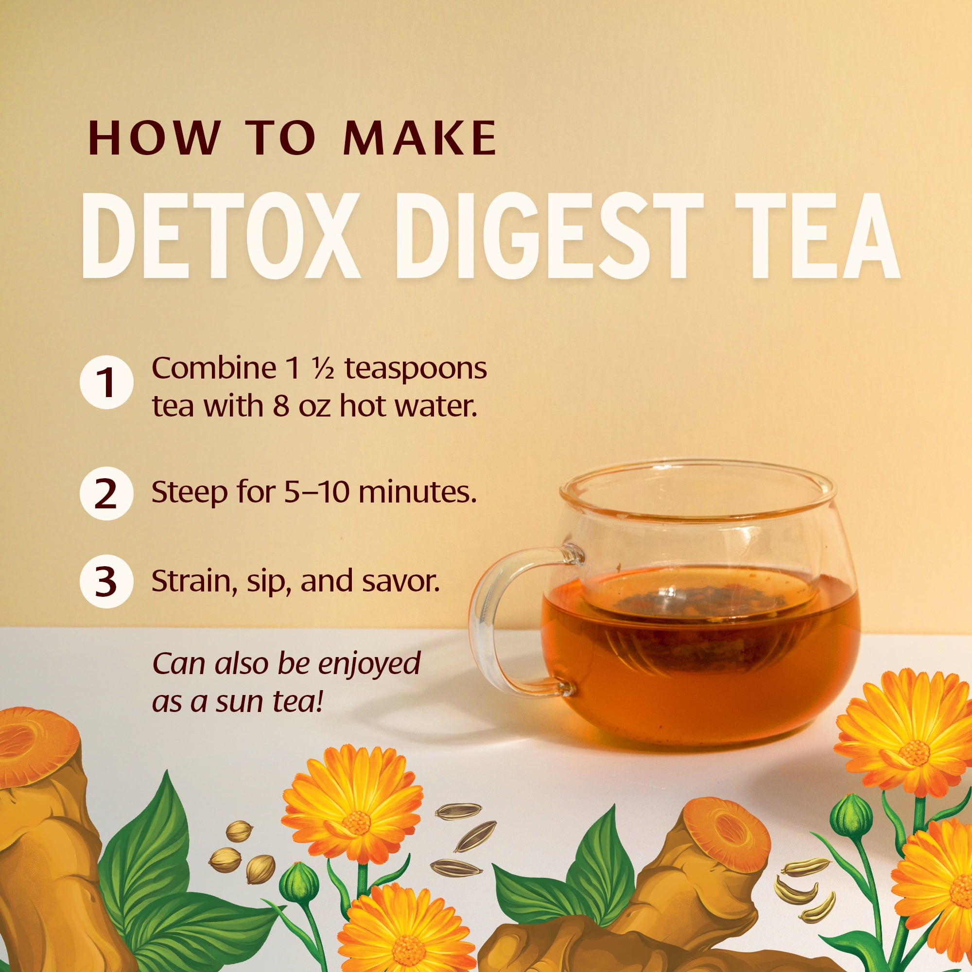 Banyan Botanicals Detox Digest CCF Tea – Organic Herbal Detox Tea with Turmeric and Ginger – Caffeine-Free Tea for Digestion and Cleansing* – 2 oz. – Non-GMO Sustainably Sourced Herbal Loose Leaf Tea