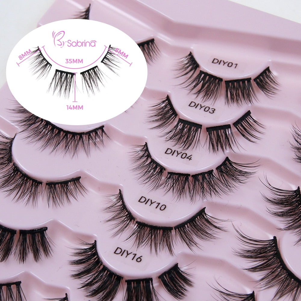21Pairs Strip Lashes 21 Styles Mixed Natural Wispy Cat Eye Lash DIY Eyelashes Extension at Home for Most Eye Shapes