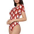 thumbnail image 2 of Naloa Fire Symbols Women's Short-Sleeved Onesie, One-Piece Swimsuit for Parties, dates, clubs - Large, 2 of 9