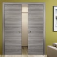 thumbnail image 3 of Sliding Double Pocket Door with Frames | Planum 0010 Ginger Ash | Kit Trims Rail Hardware | Solid Wood Interior Bedroom Bathroom Closet Sturdy Doors -64" x 96" (2* 32x96), 3 of 6