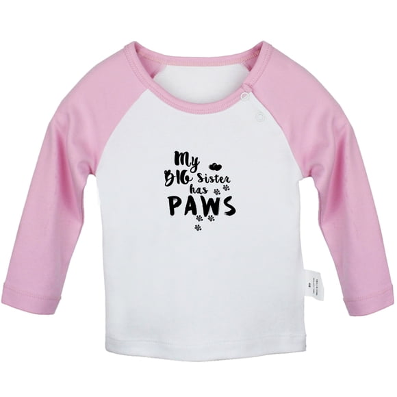 iDzn MY BIG SISTER HAS PAWS Funny T shirt For Baby, Newborn Babies T-shirts, Infant Tops, 0-24 Months Kids Graphic Tees Clothing