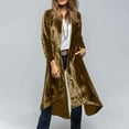 thumbnail image 3 of Pounoo Long Cardigans for Women Long Velvet Cardigan Gift Jacket Elegant Back High Slit Comfy Blazer Suit Jacket with Pocket, 3 of 8