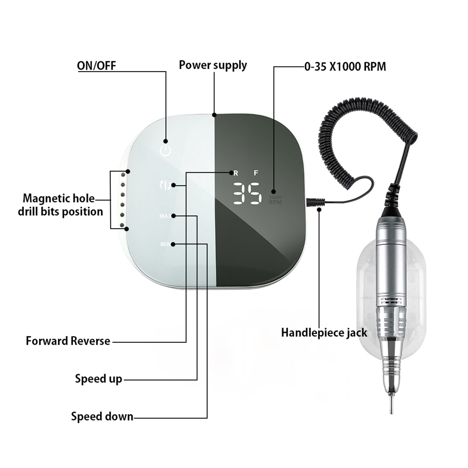 35000RPM Electric Nail Drill Machine, Professional Nail Machine, Powerful Manicure Machine, Apparatus For Manicure For Home Salon ,Low Noise