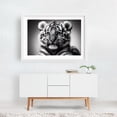 thumbnail image 2 of Tiger cub in close-up 01 - Photography Tiger Black and White Animal Wildlife Portrait Illustration Nature White Framed Wall Art Print 16 x 24 inches, 2 of 3