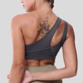 thumbnail image 3 of SMihono Womens One Shoulder Sports Bras Workout Left Strap Yoga Brassiere Cute Medium Support Top No Underwire Soft Bralettes (Dark Gray S ), 3 of 3
