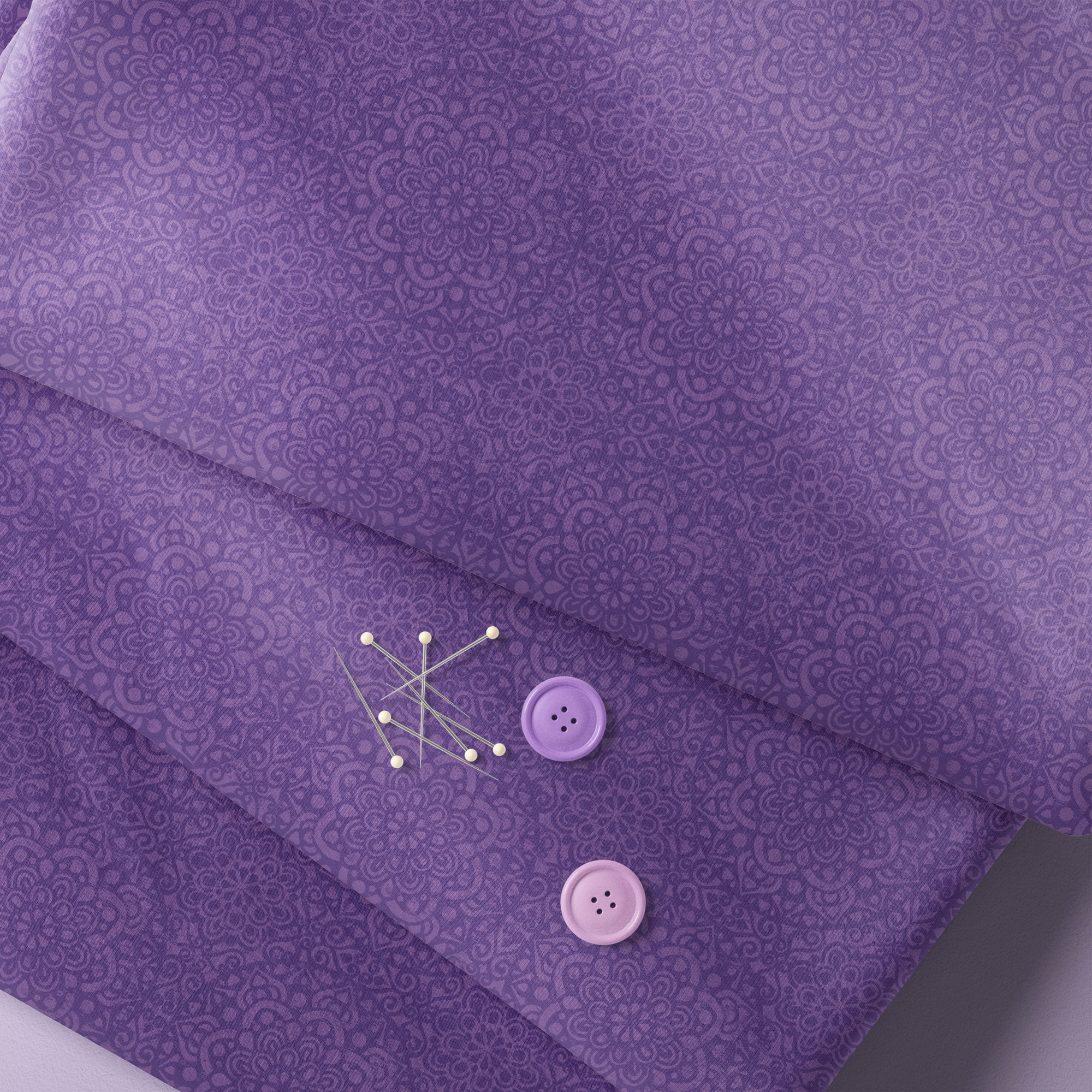 Cut by the Yard 100% Cotton Amadora Medallion, Lavendar , 44" Wide for Quilting & Sewing by Waverly Inspirations