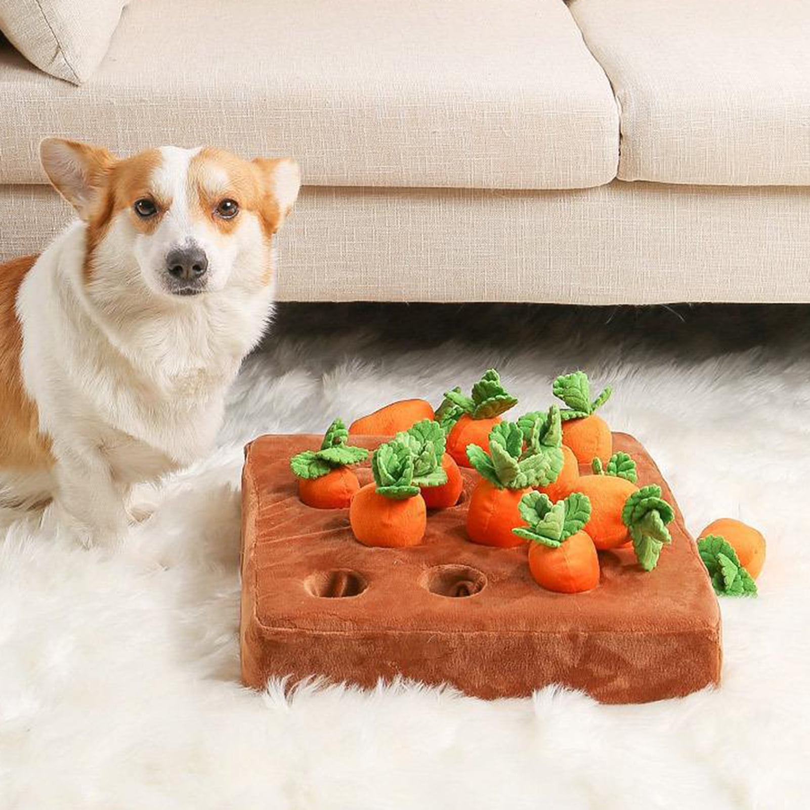 YIFAEUX Carrot Patch Cat Toy Interactive Plush Carrot Patch Toy with 4/12 Squeaky Carrots Pet Puzzle Toy for Indoor Cats