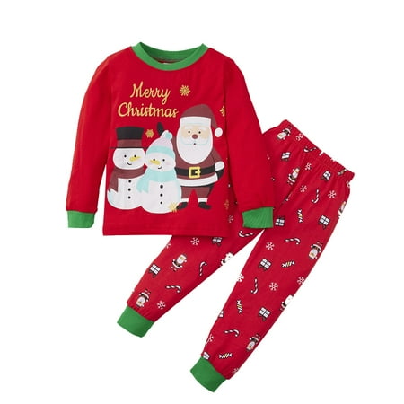 

MAXCOZY 1-8T Little Girls Boys Long Sleeve Christmas Pajamas Sets Cotton Pjs Kids Holiday Clothes for Toddler