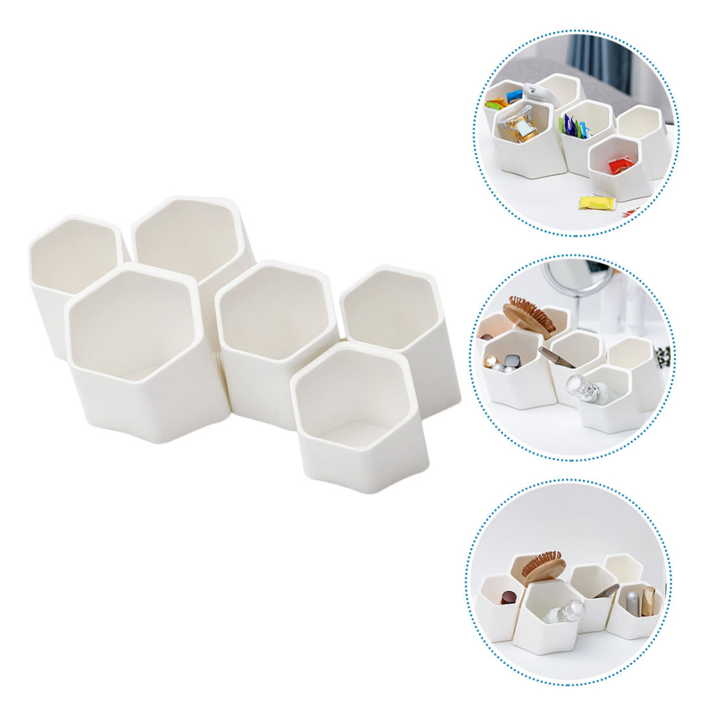 OUNONA 6-Pack White Desktop Pen Holders, Wall-Mounted Stationery Organizers for Home Office Desk Accessories