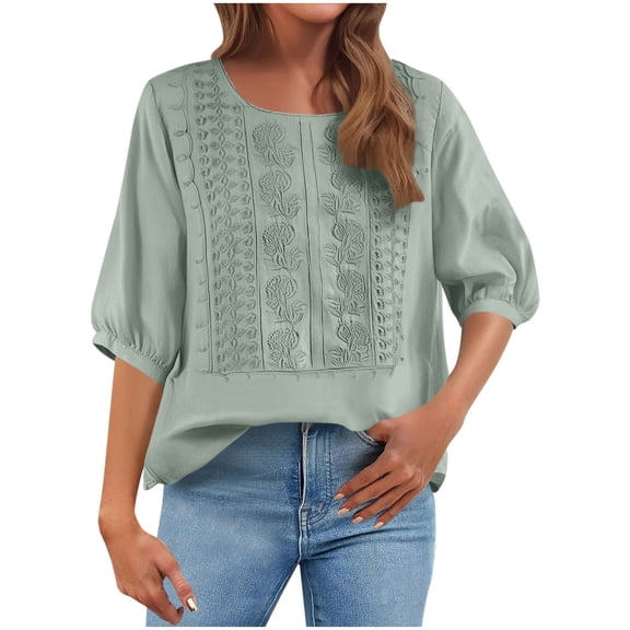 Sexlip Women's T-Shirt Round Neck Short Sleeve Loose Fit Breathable Comfortable Wear All Occasion Use Soft Comfortable Green M
