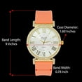 thumbnail image 4 of Stand Out Get Noticed! Big Face Ladies Bejeweled Rubber Iced Out Colorful Watch with Genuine Rhinestone Diamond Accents - Touch of Female Celebrity Glamour - ST10800 Coral, 4 of 5