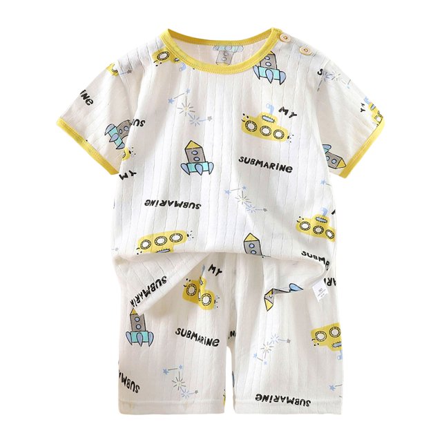 Ensemble pour Petits Garçons, Tenue Décontractée à Col Rond, Imprimé Animal, Vêtements Respirants, Pyjama de Maison pour Enfants, Taille 5-6T