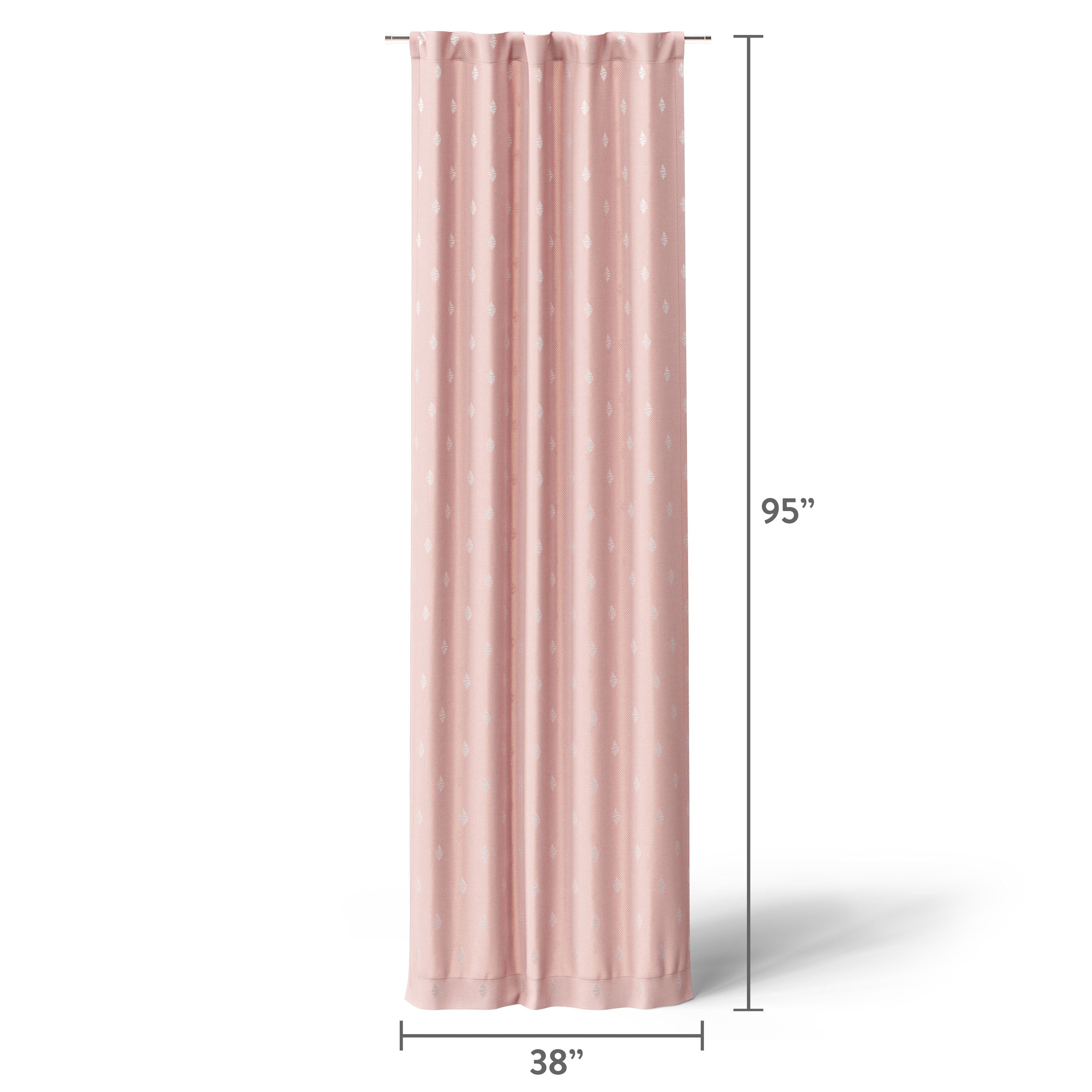 Mainstays Kids Soft Pink Metallic Puff Print Diamond Blackout Rod Pocket with Back Tabs Single Curtain Panel, 38" W x 95" L