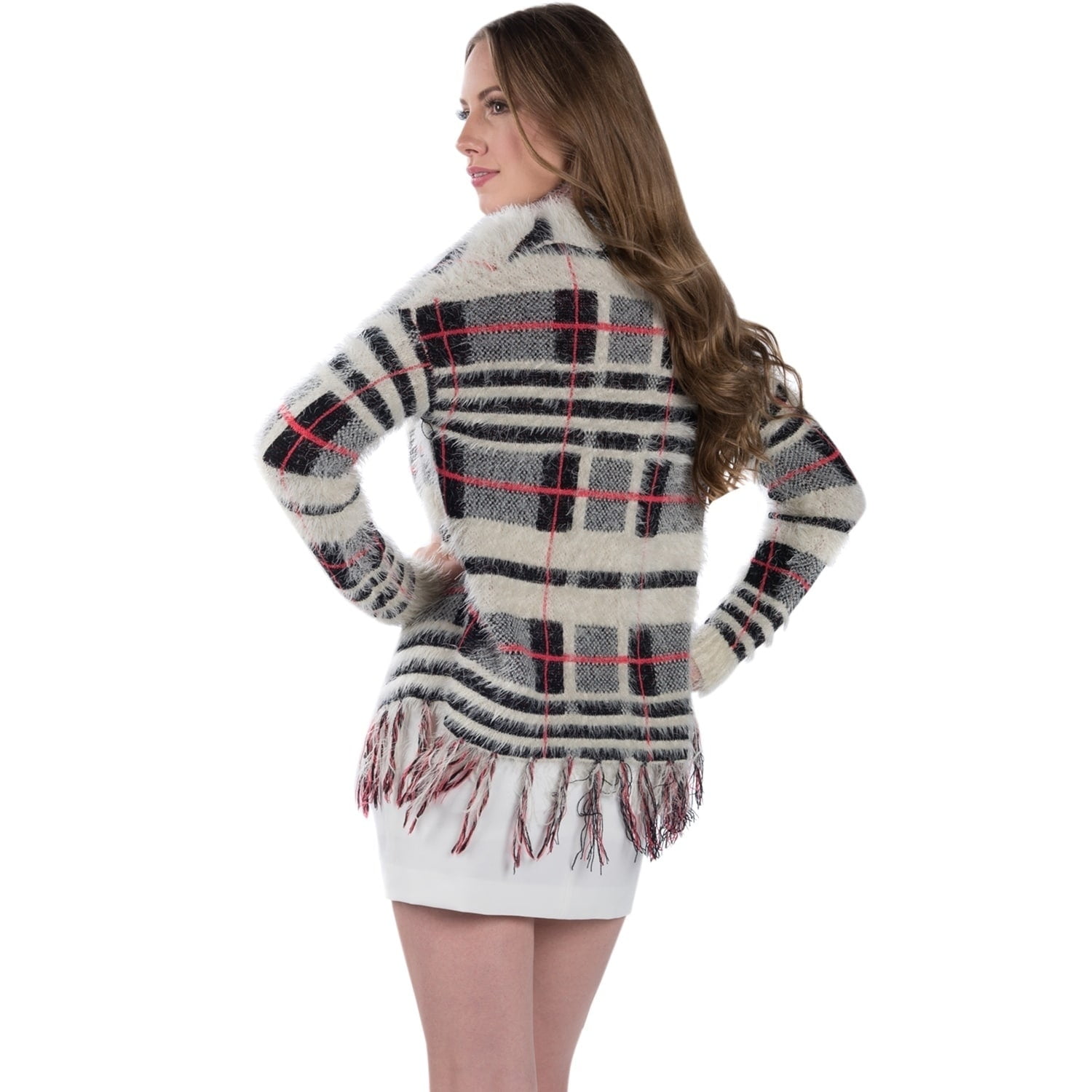 Women's Knit Plaid Cardigan