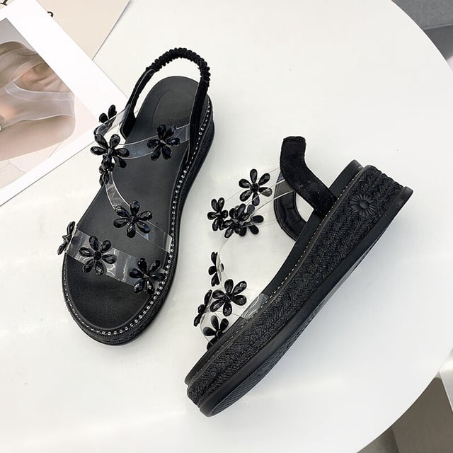2021, zapatos de mujer, sandalias de mujer, sandalias versátiles de Color sólido para mujer, zapatos casuales de moda transpirables de verano 38 Gao Jinjia LED