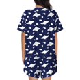 thumbnail image 4 of Womens Pajama Sets With Pocket, stingray tropical fish dark blue Lounge Sets Short Sleeve Sleepwear PJ Sets for Women, 4 of 6