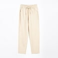 thumbnail image 5 of Huankd Petite Pants For Women Linen Pants Women Petite Straight Leg Pants Women Cotton Linen Pants Women Beige M, 5 of 9