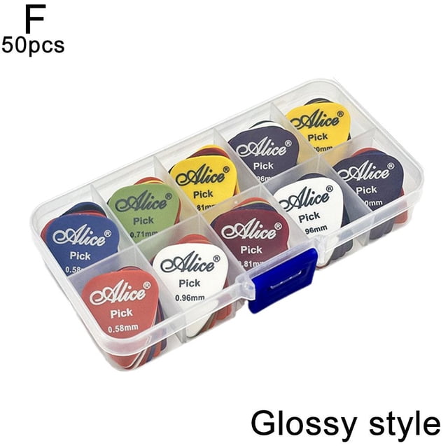 Alice ABS Guitar Picks - Mixed Thickness, Matte & Glossy Options, Boxed for Organization