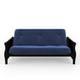 thumbnail image 2 of 8 Inch Full Poly Futon Mattress with Full Size Espresso Wood Arm Futon Frame, Blue, 2 of 9