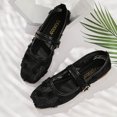 thumbnail image 4 of Crunowin Women's Lace-Up Elastic Low-Heeled Shoes, Fashionable Casual Breathable Spring/Summer Mesh Upper Trendy Comfortable Footwear Black 9.5, 4 of 9