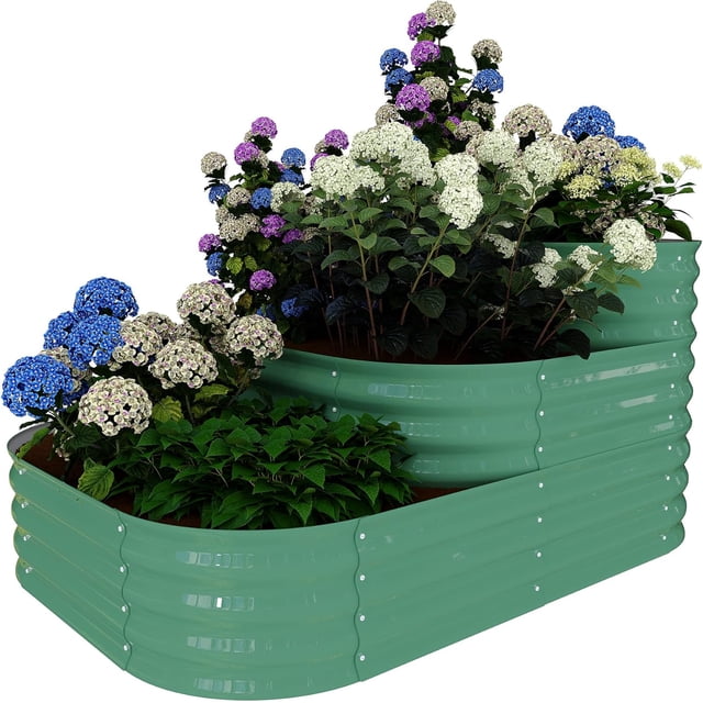 Qinaqin Galvanized Steel Raised Garden Cama Kit Easy Snap Assembly Planter Caja para Family Gardening (Green)