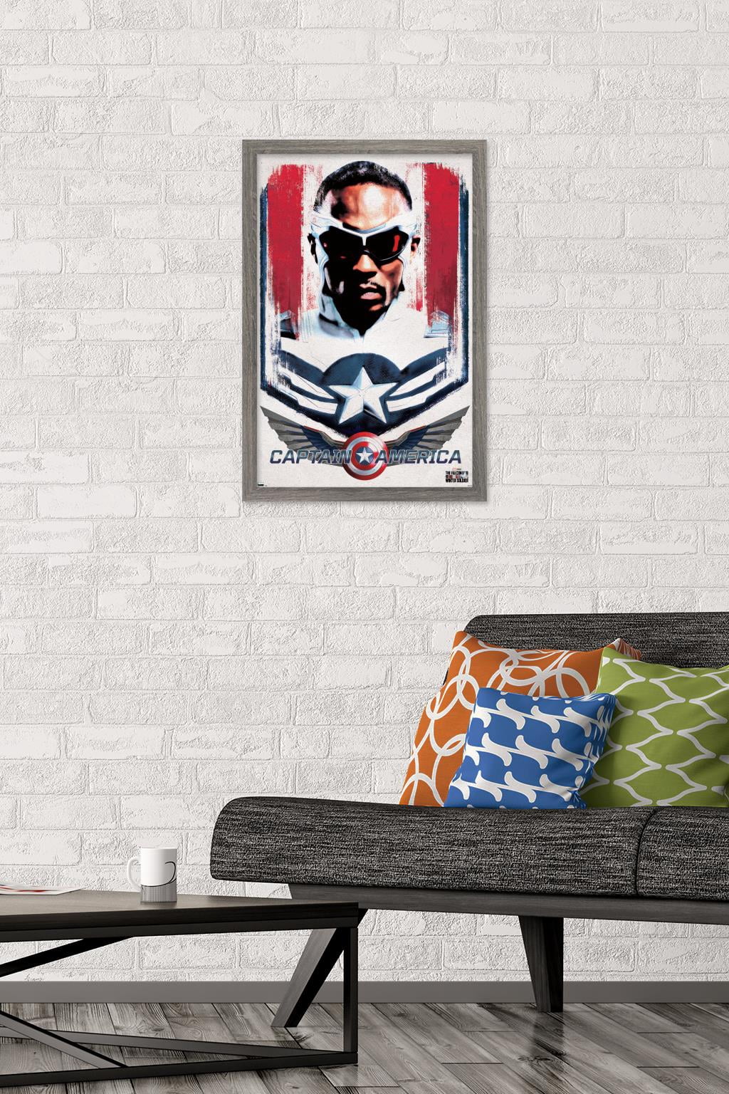 Marvel Falcon and Winter Soldier - Falcon Illustration Wall Poster, 14.725" x 22.375", Framed
