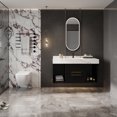 thumbnail image 3 of 39.4'' Wall Mounted Bathroom Vanity with Ceramic Sink, Floating Vanity with 2 Soft Close Drawers and Slate Top, for Bathroom, White and Black, 3 of 9
