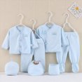thumbnail image 2 of Gibobby Newborn Rompers 7Pcs Infant Baby Boy Girl Clothes Sets Cute Warm Jumpsuit Outfits Set Infant Baby Jumpsuit Set For 0-3 Months Infant Winter Clothes Set,Sky Blue, 2 of 5