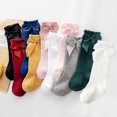 thumbnail image 2 of Dalrosia Baby Girls Bow Knee High Socks Toddlers Ruffled Tube Socks Infant Long Stockings School Uniform Leggings, 2 of 6