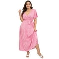 thumbnail image 2 of Plus Size Wedding Guest Maxi Dresses for Curvy Women, Summer Casual Floral Long Party Sundress with 3/4 Sleeve, 2 of 9
