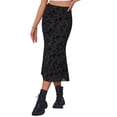 thumbnail image 1 of Falda Floral INSPIRE CHIC para Mujer, Cintura Alta Elástica, Cola de Pez, Elegante, Midi, Otoño Invierno, L Negro, 1 of 6