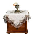 thumbnail image 3 of Lace Border Bedside Table Cover Square Table Cloth, End Table Coffee Tablecloth Cover for Kitchen Home Dining Holiday Decor, 3 of 7