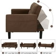 thumbnail image 5 of AVAWING Futon Sofa Bed Recliner Sofa 74 Inch Linen Tufted Upholstered Couches for Living Room Modern Convertible Sofa Bed with 2 Pillows, Brown, 5 of 7