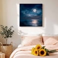 thumbnail image 4 of Canvas Wall Art, Navy Blue Sea Framed Canvas Prints for Bathroom Kitchen, Moon Nautical Summer Ocean Modern Art Gallery Wrapped Wall Decor for Home Office, Gifts, 10"x10" Ship Next Day, 4 of 9