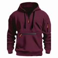 thumbnail image 4 of Afuyipoi Men's Cargo Hoodie,Lightweight Tacktical Sweatshirt Gym Sport Pullover with Multi Pockets Wine S, 4 of 4