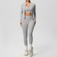 thumbnail image 2 of DHFJKG 3 Piece Workout Sets For Women Yoga Sports Bra High Waisted Leggings Athletic Jacket Casual Running Fitness Yoga Wear Classic Outfit, 2 of 4