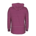 thumbnail image 2 of Maean Women Striped Hoodies Shirts Lightweight Baggy Drawstring Pullover V Neck Buttons Sweatshirt, 2 of 5