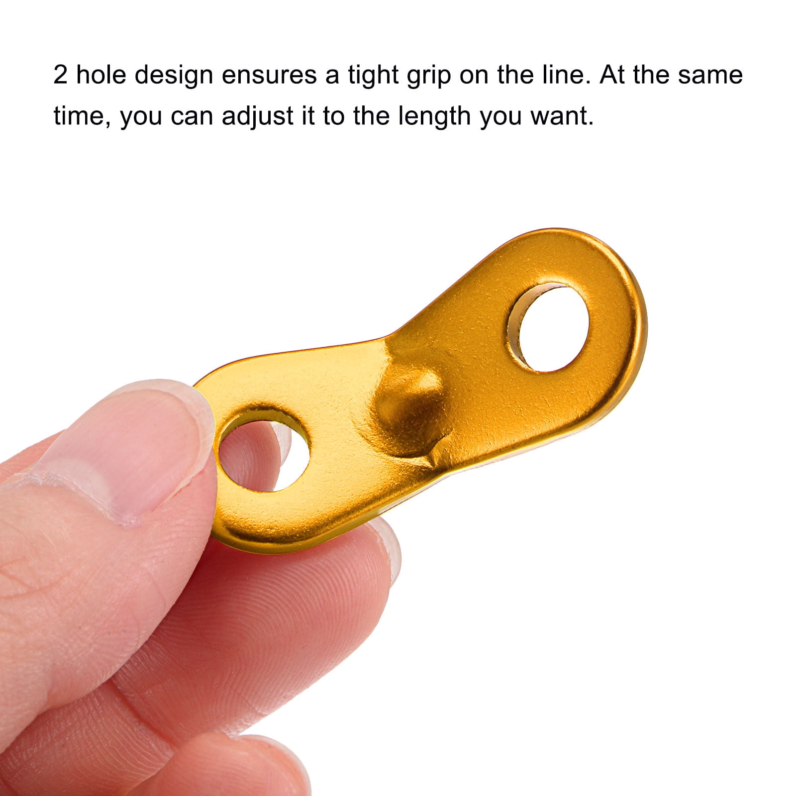 Unique Bargains Aluminum Camping Tent Cord Adjuster Fasteners Rope Tensioner Gold