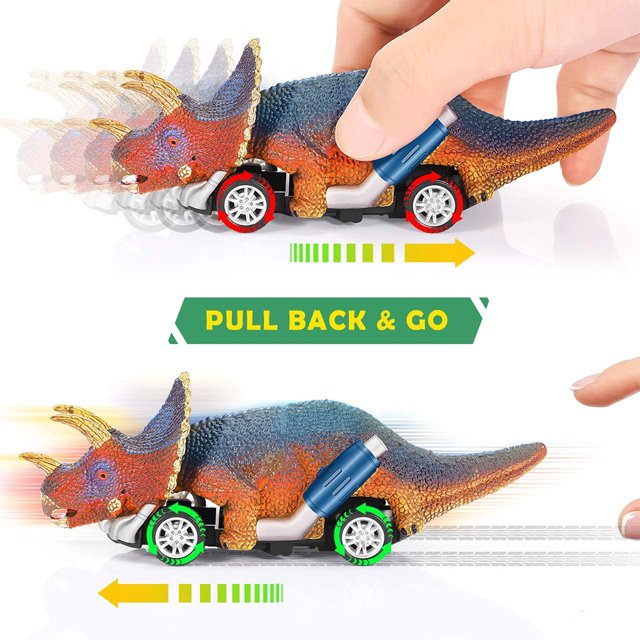 6 unids/set niños simulación dinosaurio juguete tirar hacia atrás modelo de tiranosaurio juguete vehículos de carreras niños regalo de Navidad
