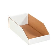 The Packaging Wholesalers Open Top Bin Boxes 8" x 24" x 4 1/2" White 50/Bundle BSBINMT824
