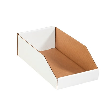 The Packaging Wholesalers Open Top Bin Boxes 8" x 24" x 4 1/2" White 50/Bundle BSBINMT824