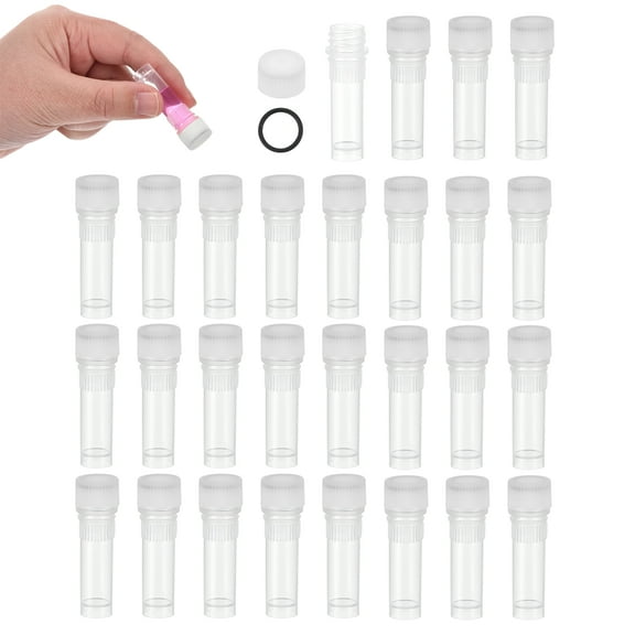 Uxcell 1.0mL Plastic Cryogenic Vial, 28Pcs Cryogenic Storage Tube Lab Frozen Test Tube Container Storage Screw Cap for Lab Laboratory Science, White Clear