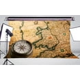 thumbnail image 3 of ABPHOTO Polyester Exquisite Handmade Yellow Paper With Detailed World Map with Compass Background of Photo Studio Background Retro Photography Background Wall Painting 5x7ft, 3 of 5